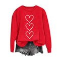 thumbnail image 5 of Enjoytime Valentines Women Sweatshirt Cute Heart Print Crewneck Pullover Tops Casual Loose Long Sleeve Shirt Red L, 5 of 6