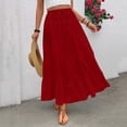 thumbnail image 2 of HBGVBA Women's Maxi Skirts,Casual Pleated Skirts,Solid Color High Waist Boho Style Elastic Waist Flowy Ruched Long Maxi Skirts, 2 of 5