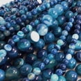 thumbnail image 2 of K-KED Gemstone Natural Blue Agate Bead Blue Stripe Agate Round Bead 15" Delicate Jewelry Making-6 mm, 2 of 6
