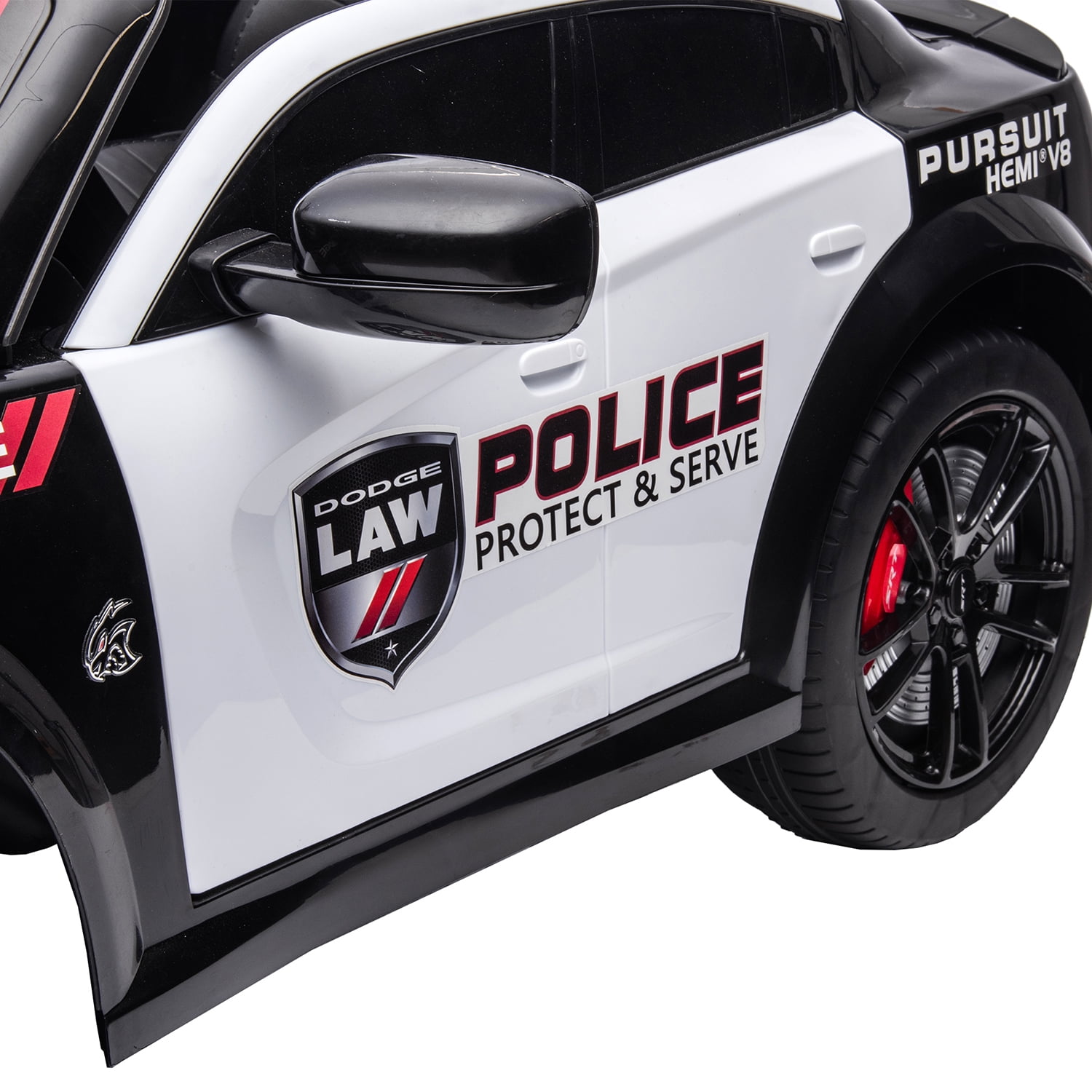 CIPACHO Licensed Dodge Charger 12 V Ride On Police Car with Parents Remote Control, Electric Cart for Kids, Black
