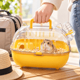 thumbnail image 2 of OANLKGI Small Pet Travel Carrier 10.83 x 8.66 IN Acrylic Viewing Panels Transparent Animal Transport Box Water Bottle and Carry Handle Portable Ventilated Pet Cage Pet Travel Yellow, 2 of 5