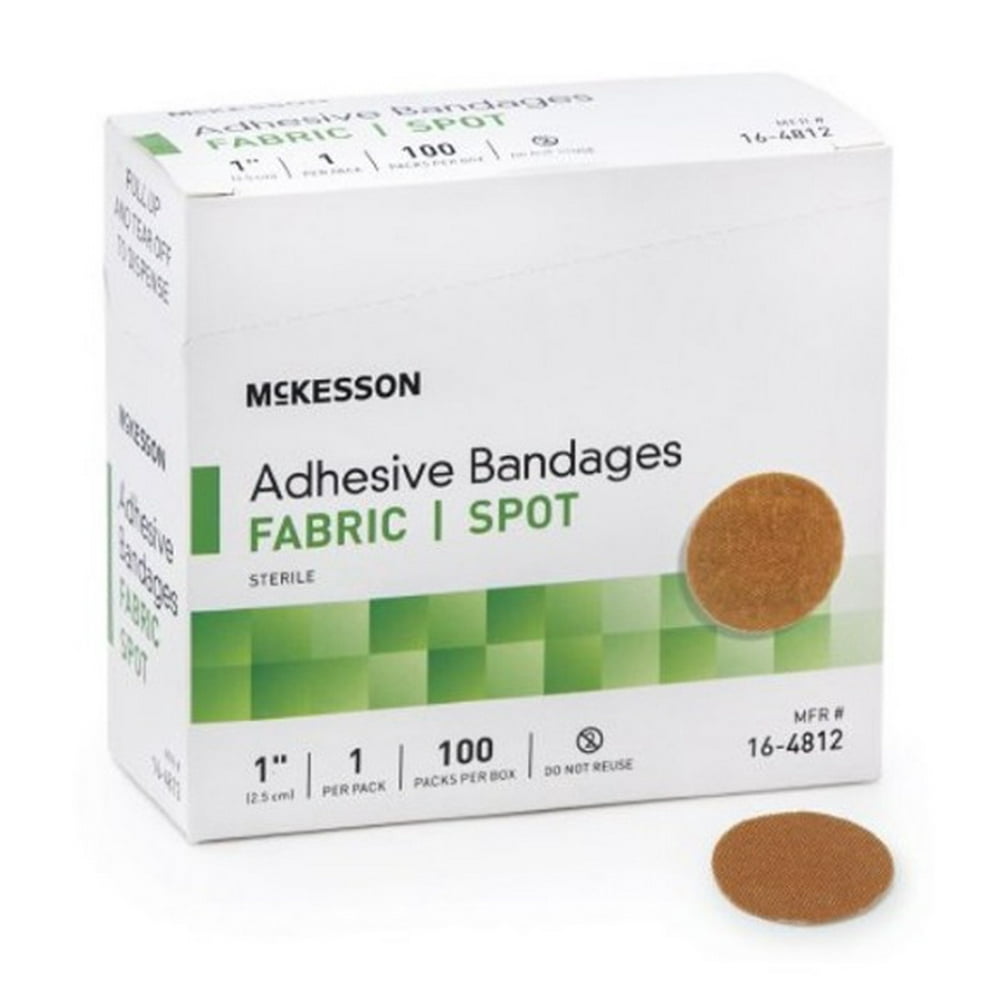 Adhesive Spot Bandage, McKesson, 1 Inch Fabric Round Tan Sterile, 16