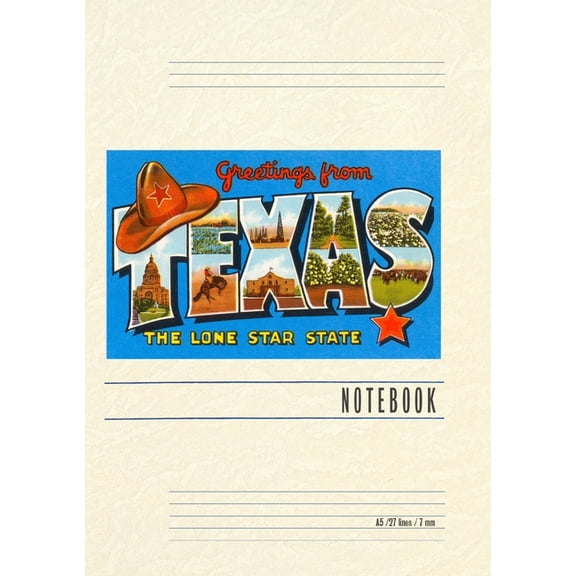 Vintage Lined Notebook Greetings from Texas, (Paperback)