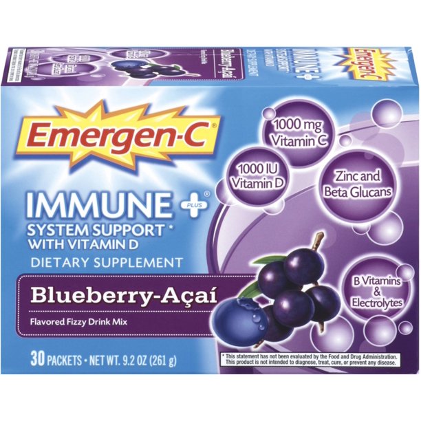 EmergenC Immune+ System Support with Vitamin D Flavored Fizzy Drink