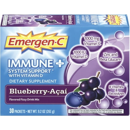  système immunitaire - soutien à la vitamine D Flavored Drink Mix Fizzy Blueberry-Acai 30 ch
