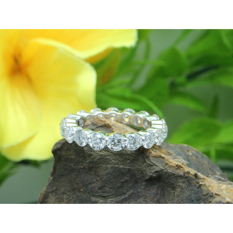 Eternity Moissanite Ring 5cttw D Color Lab Created Diamond 14K White Gold Over Sterling Silver Eternity Wedding Band Ring for Women 8