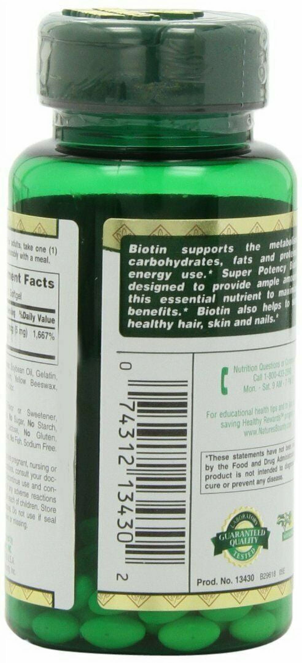 Nature's Bounty Biotin 5000 mcg Liquid Vitamin Supplement, 72 ct, 6 Pack