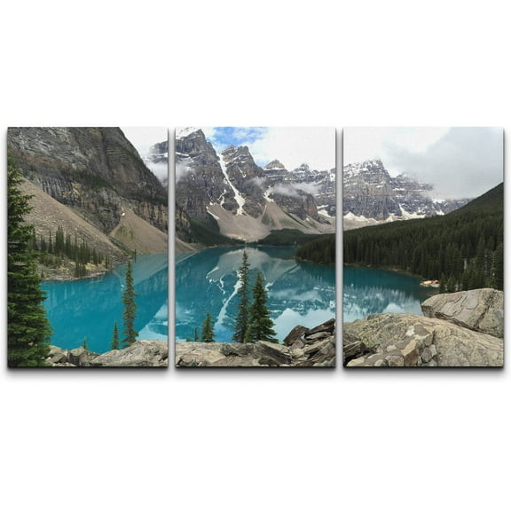 wall26 - 3 Panel Canvas Wall Art - Majestic Natural Landscape Triptych Canvas Series - Hot Spring Lake - Giclee Print Gallery Wrap Modern Home Art Ready to Hang - 16"x24" x 3 Panels
