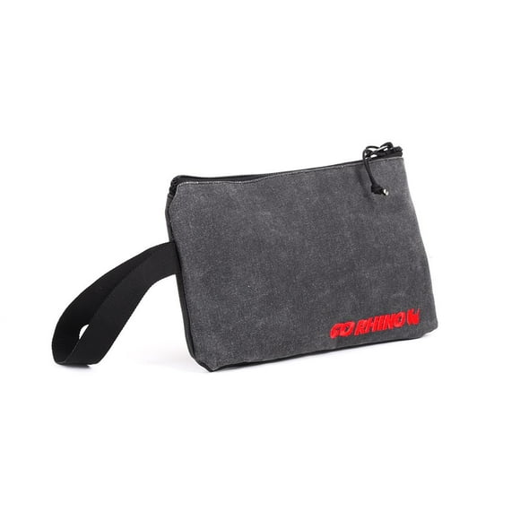 Go Rhino Gear Bag XG1090-01 XVenture; Pouch Style; With Single Pocket; With 1 Zipper; With Wrist Straps; With Go Rhino Logo; Gray with Red Logo Waxed Canvas