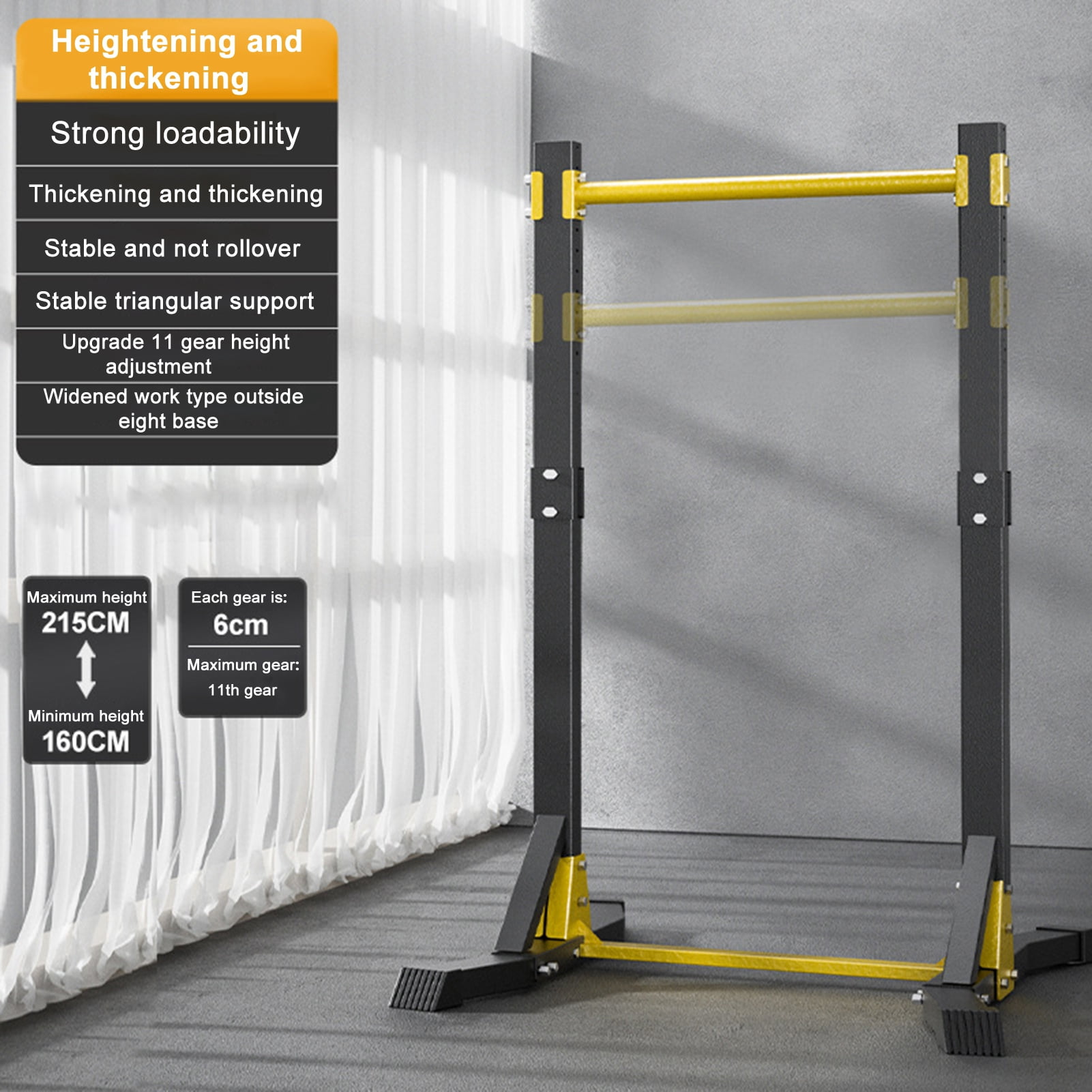 SUSUchens Portable Pull-up Bar Station Pull Up Station Free Standing Pull Up Bar Pull Up Stand Station with 11 Gears Adjustment, Max Bearing 400LBS,Black