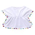 thumbnail image 2 of Vêtements pour Filles Bébés Couverture de Bain Été Plage Pompon Robe Blanche 4-5 Ans, 2 of 8