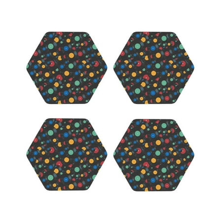 

Tideii Vintage Records for Leather Coasters 4 Pieces Anti-fouling and Anti-scalding Decorative Coasters Suitable for Restaurants Kitchens Coffee Shops-Hexagon