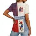thumbnail image 7 of LWavelet Fourth of July Shirts for Women Short Sleeve Tops V-Neck Casual USA Patriotic Floral Embroidered Tee Vermilion L, 7 of 7