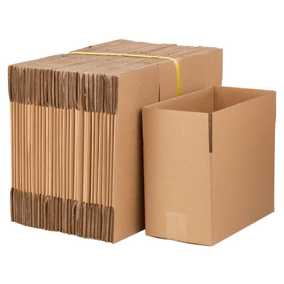 Qiushi 100 Pcs 8x6x4in Corrugated Cardboard Boxes, Small Shipping Boxes for Packaging, Kraft Cardboard Mailers with Secure Locking Tabs, Moving & Storage Boxes for Small Business, Shipping Supplies