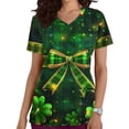 thumbnail image 2 of lcziwo St. Patrick's Day Women Scrubs Tops Workwear Loose Nursing Uniform Scrubs Shirts Fashion Irish Holiday Tops with Pockets Gold XXL Ofertas Flash, 2 of 6