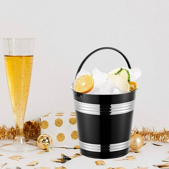 Servir cubo de hielo cubo de vino de vino bebidas de cerveza enfriando cubo de hielo portátil cubo de hielo para restaurantes reuniones familiares bar negro
