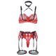 thumbnail image 5 of Gibobby Conjunto de lencería Sexy Conjunto de falda a cuadros para mujer con ribete de encaje y falda(Rojo, M), 5 of 5