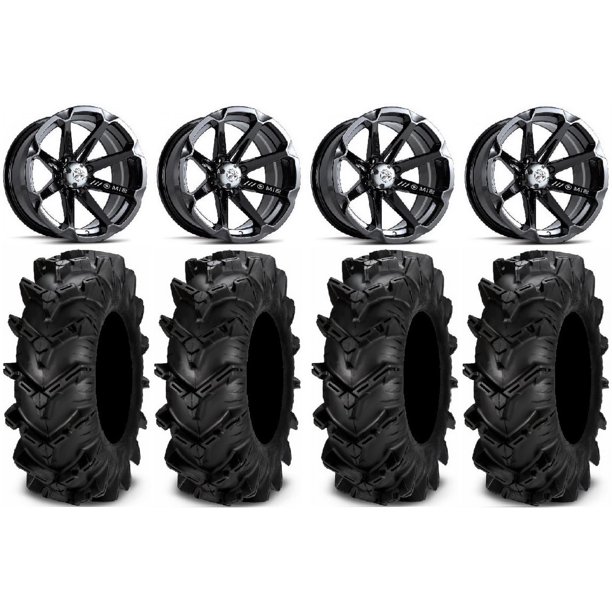 MSA Black Diesel 14" UTV Wheels 27" Cryptid Tires Honda Pioneer