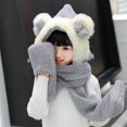 thumbnail image 2 of Cute Bear Children Hats with Ears Cartoon Plush Warm Girls Cap Long Hat Earmuff kid Scarf Gloves,Christmas Hats kids Scarves, 2 of 4