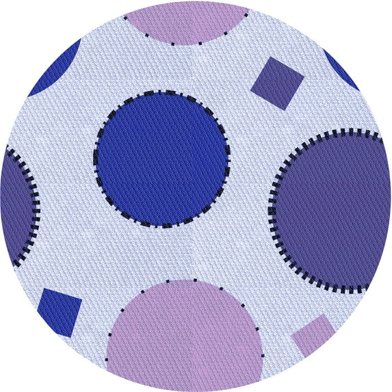 Ahgly Company Machine Washable Indoor Round Transitional Royal Blue Area Rugs, 5' Round