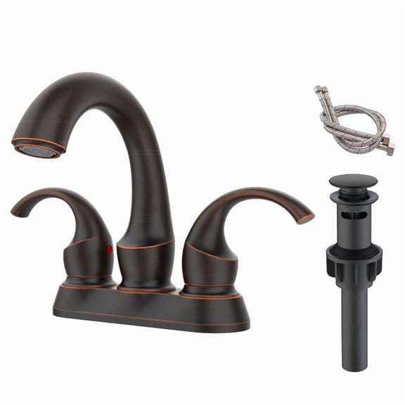 4 in. Centerset Double Handle High Arc Bathroom Sink Faucet with Drain Kit in Oil Rubbed Bronze