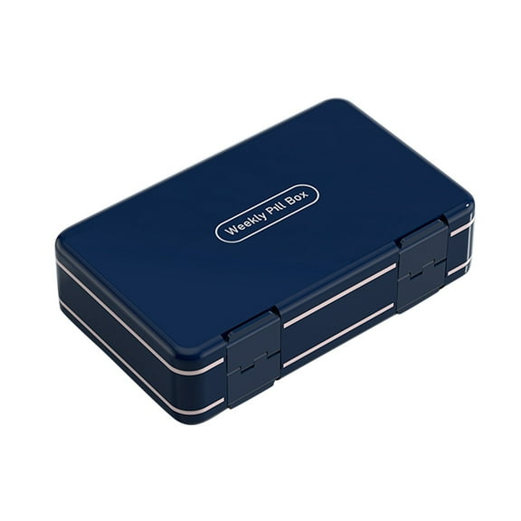 Pill Organizer 3 Times a Day, Weekly Pill Box Medicine Organizer, Travel Double-Sided 7-Day Pill Case with Backup Compartment, for Fish Oils, Vitamins, & Supplements, Compact & Portable