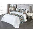 thumbnail image 3 of Floral Design Bed Runner Set, Grunge Flowers Scene and Delicate Petals with Darkened Motifs, Decorative Bedding Scarf & 2 Pillow Shams for Hotels Homes, King, Salmon Hunter Green White, by Ambesonne, 3 of 3
