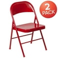thumbnail image 4 of 2 pièces Chaise pliante de la série HERCULES en métal rouge à double entretoise, 4 of 9