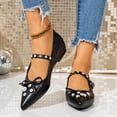 thumbnail image 6 of HomeDM Womens Mary Jane Flats Shoes Buckle Strap Closed Pointy Toe Slip On Wedding Party Work Dress Shoes, Black Size 7, 6 of 9