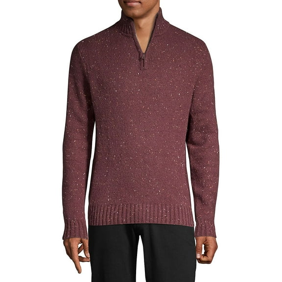 Lucky Brand Donegal Half Zip Mock Neck Sweater, Heather Burgundy, S
