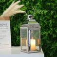 thumbnail image 4 of Decorative Medium Stainless Steel Candle Lanterns with Tempered Glass (Silver), 4 of 5