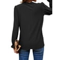 thumbnail image 6 of Hibeli Women Lace Trim V Neck Puff Long Sleeve Eyelet Solid Color Tops, 6 of 7