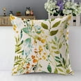 thumbnail image 5 of Spring Floral Throw Pillow Cover Watercolor Herbs Flowers Leaves Boho Green Yellow Decorative Pillow Cases Square Cotton Linen Cushion Cover for Home Bed Sofa Couch 16x16 Inch, 5 of 6