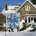 thumbnail image 5 of SM-XLHN Christian Winter Faith Cross Decorative Garden Flag, Religious Cotton Flower Blue Yard Outside Home Decorations, Christmas Seasonal Burlap Outdoor Small Decor Double Sided 12 x 18, 5 of 6