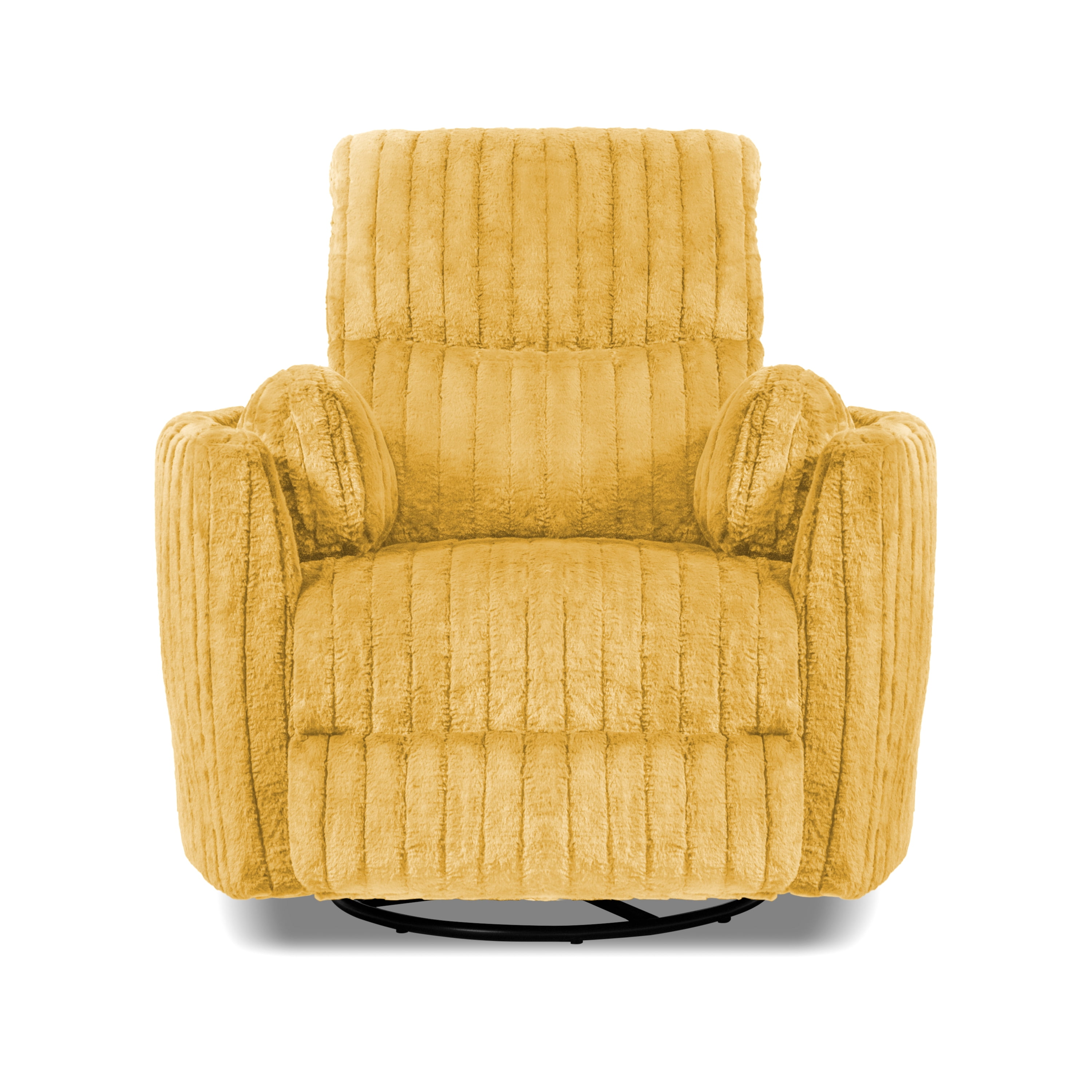 Furniture of America Nyra Chenille Power Swivel Glider Recliner with 2 Pillows for Living Room and Bedroom, Yellow