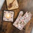 thumbnail image 5 of Poodle and Flowers Floral Kitchen Oven Mitt and Pot Holder Sets 2 Pcs for Baking, Cooking and Grilling, Heat Resistant Up To 392 °F, 5 of 7