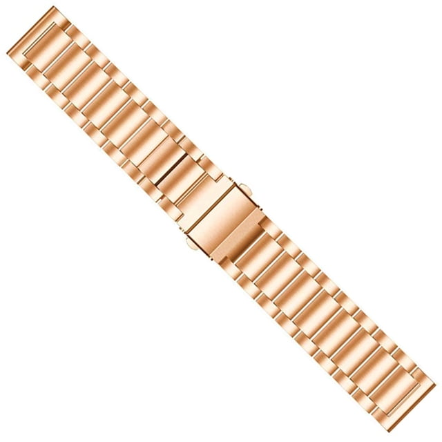 Stainless Steel Watch Strap Smartwatch Band Metal Slingshot Buckle Chain Style Watchband Watch Replacement Strap Compatible for Garmin vivoactive 3 (Rose Gold)