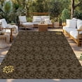 thumbnail image 2 of Brown Golden Floral Outdoor Rug for Patio/Deck/Porch, Non-Slip Large Area Rug 5 x 8 Ft, Modern Abstract Art Spring Flowers Indoor Outdoor Rugs Washable Area Rugs, Reversible Camping Rug Carpet Runner, 2 of 8