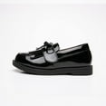 thumbnail image 2 of Yazi Girl’s Patent Leather Loafer Tassel Bow Flats with Hook-and-Loop Fastener School Uniform Dress Shoes for Girls, 2 of 13