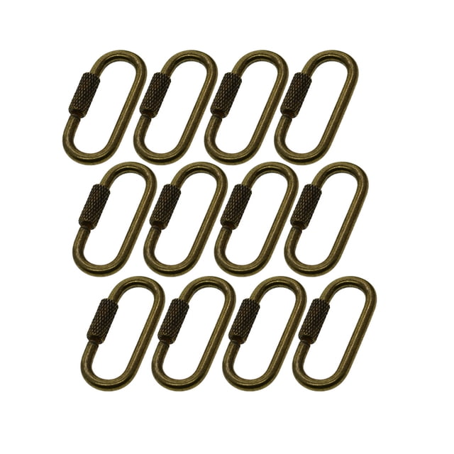 Escalada de roca montañismo carabiner D-anillo al aire libre Senderismo llavero llavero colgar ganchos portátil manguera cable cadena de cadena bronce 12 paquetes kenally HA010907-02