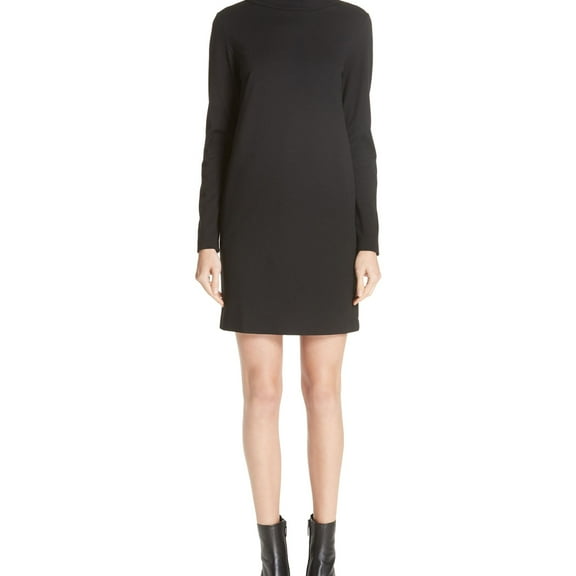 Fuzzi Womens Mock-Neck Shift Dress, Black, Medium