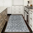 thumbnail image 3 of ReaLife Machine Washable Rug - Stain Resistant, Non-Shed - Eco-Friendly, Padded, Family & Pet Friendly - Premium Recycled Fibers - Vintage Distressed Trellis - Charcoal, Dark Gray, Ivory, 2'6" x 6', 3 of 5