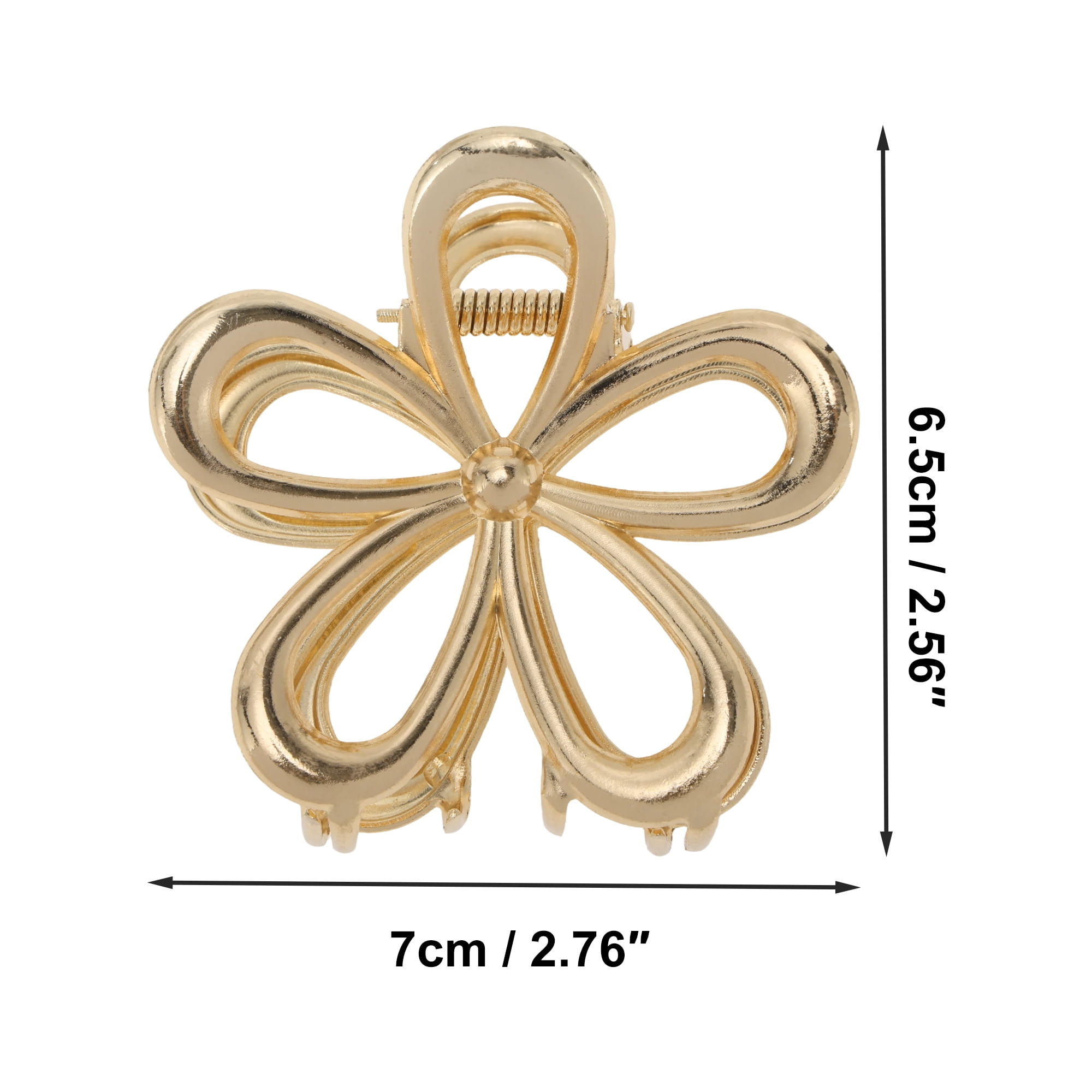 Unique Bargains Cutout Flower Claw Clip Special Occasions Gold Tone