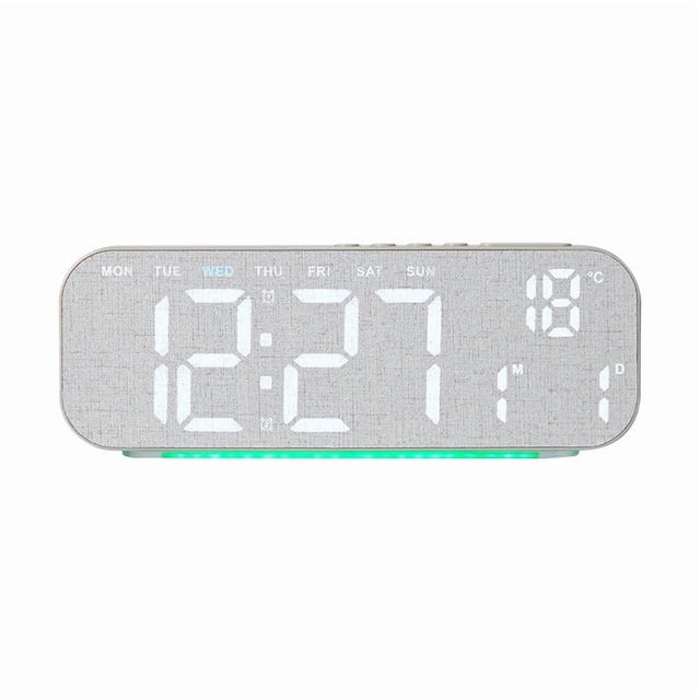 COM1950s Multifunctional Digital Alarm Clock, Large LED Display with Date & Temperature for Bedroom, Adjustable Brightness, Dual Power Source, Desk Clock with USB Charging Port