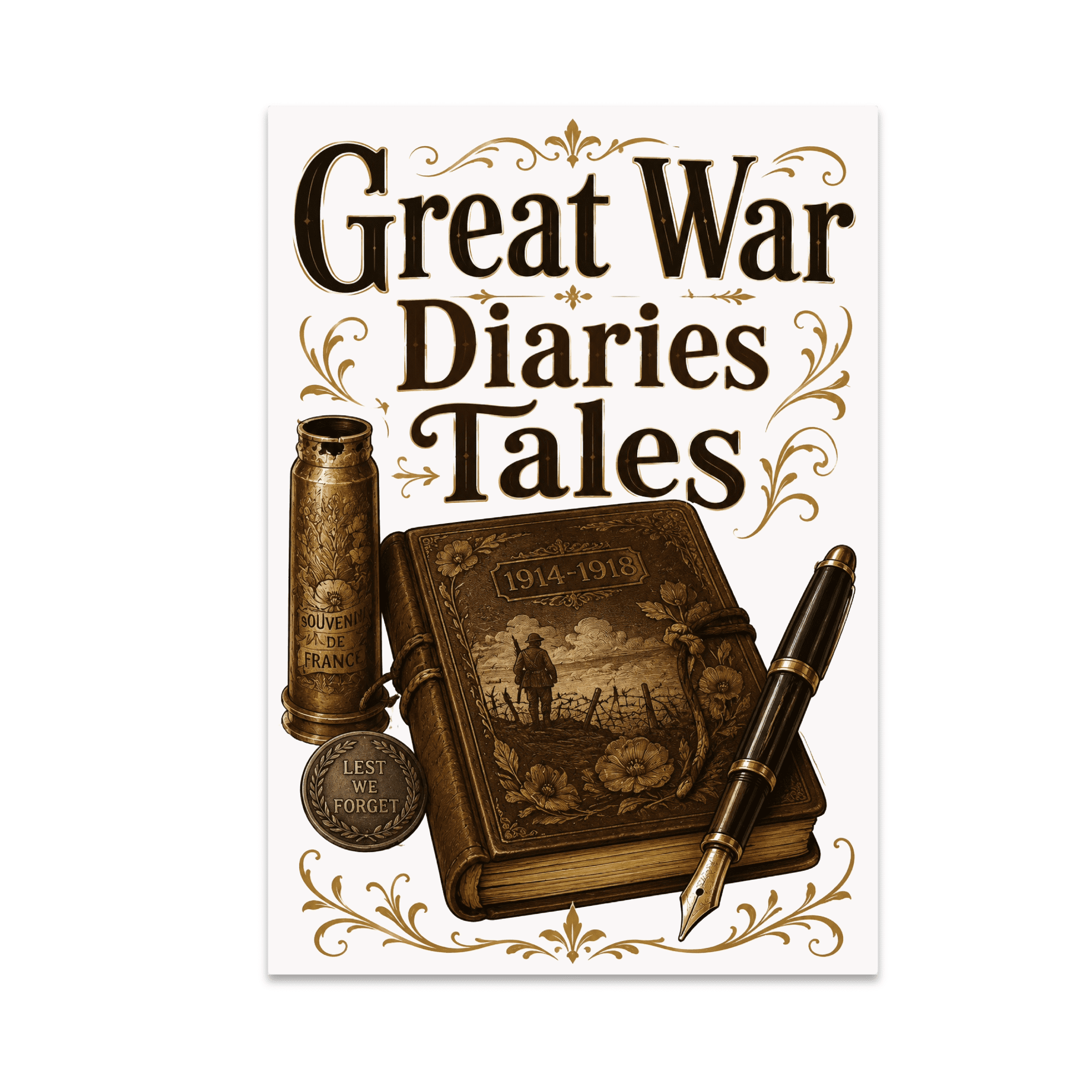 Great War Diaries Tales Vintage Art Print - History Enthusiast - 13x19 Poster Print