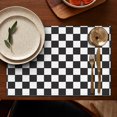 thumbnail image 4 of Black and White Checkered Pattern Summer Placemats Table Placemats Set Of 6-Linen Kitchen Washable Placemats Table Mats 11.8"x17.7" Non-Slip Heat Resistant, 4 of 5