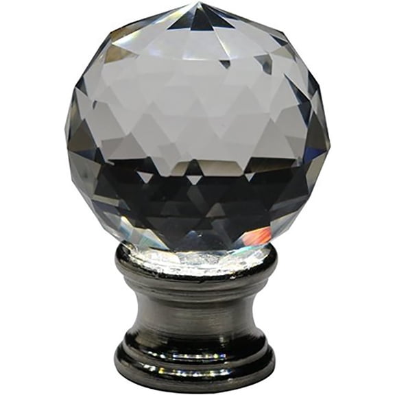 Urbanest Crystal Fractal Lamp Finial – 1-11/16 Inch Tall, Brushed Steel Base– Decorative Lamp Shade Finial for Table & Floor Lamps- 1 Piece