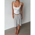 thumbnail image 7 of Black And White Striped Asymmetrical Wrap Knee-Length Skirt For Women, Casual Elegant Bodycon Flared Design, 7 of 7