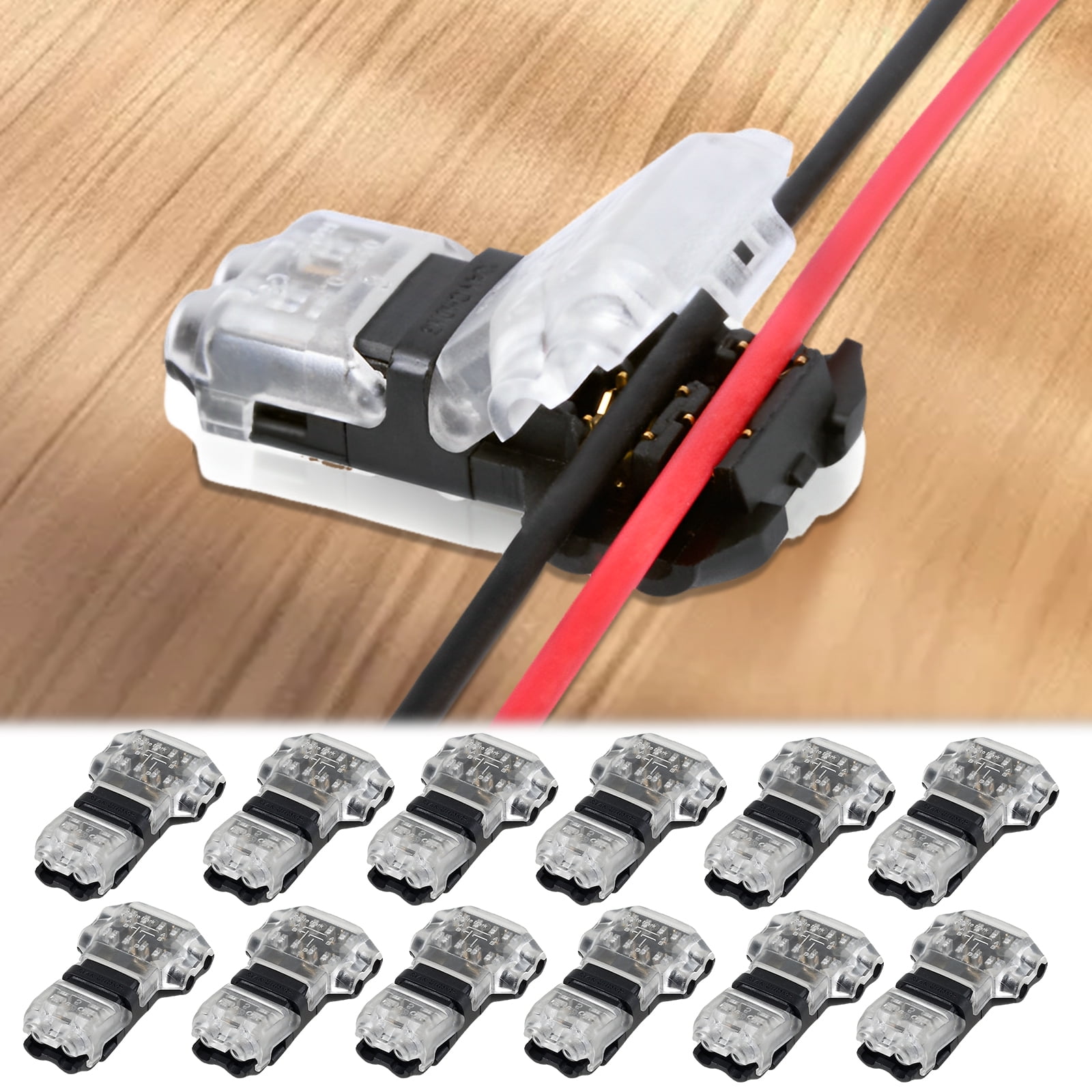 12-Pack T-Tap Wire Connectors – No Stripping Needed, 3-Way Splice For 14-18 AWG, Solderless 2-Pin (18 AWG)