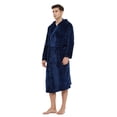 thumbnail image 3 of U2SKIIN Albornoz de felpa con capucha y forro polar para hombre (azul marino 2XL3XL), 3 of 5